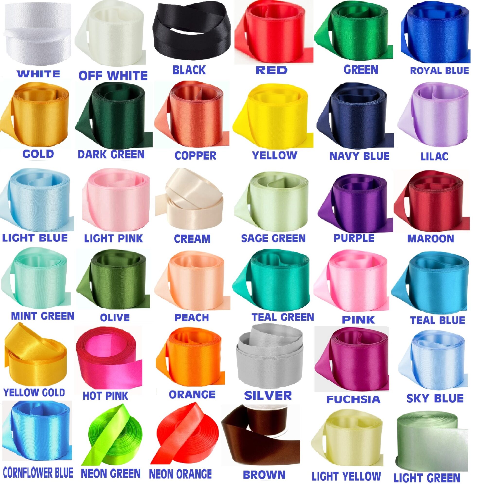 Double-Faced Sided Satin Ribbon Roll – Available in Sizes 6mm, 10mm ...