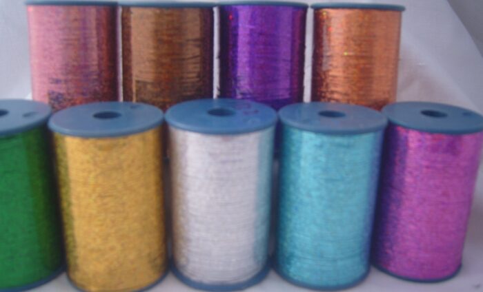 7 Large Lurex Metallic Threads Holographic – 1/32 Inch Width, Shiny Decorative Craft Thread for Embroidery, Weaving, Sewing, Crochet, Jewelry Making, DIY Arts & Crafts, 2,500 Meters Spools - Image 2